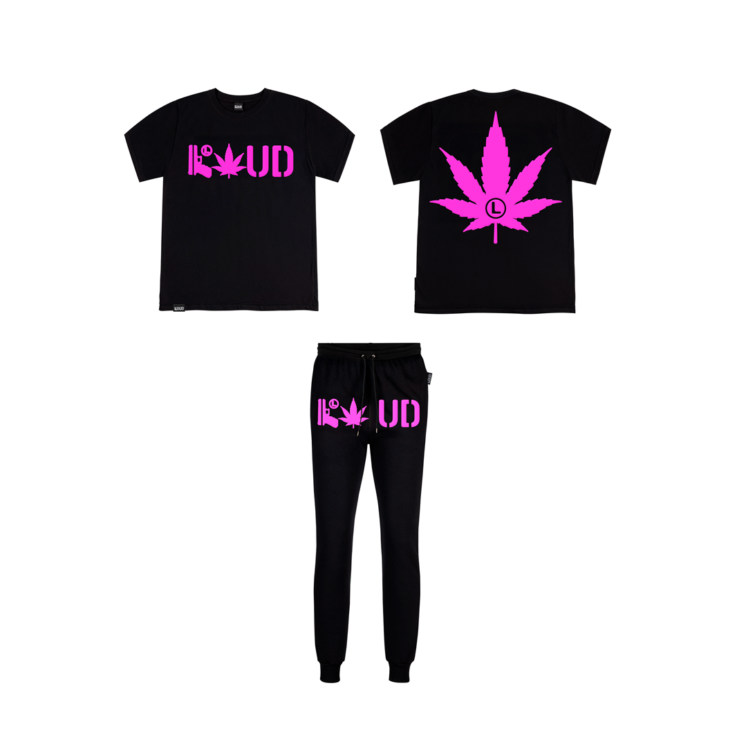 Conjunto LOUD Polera + Jogger Negro Rosa 4:20