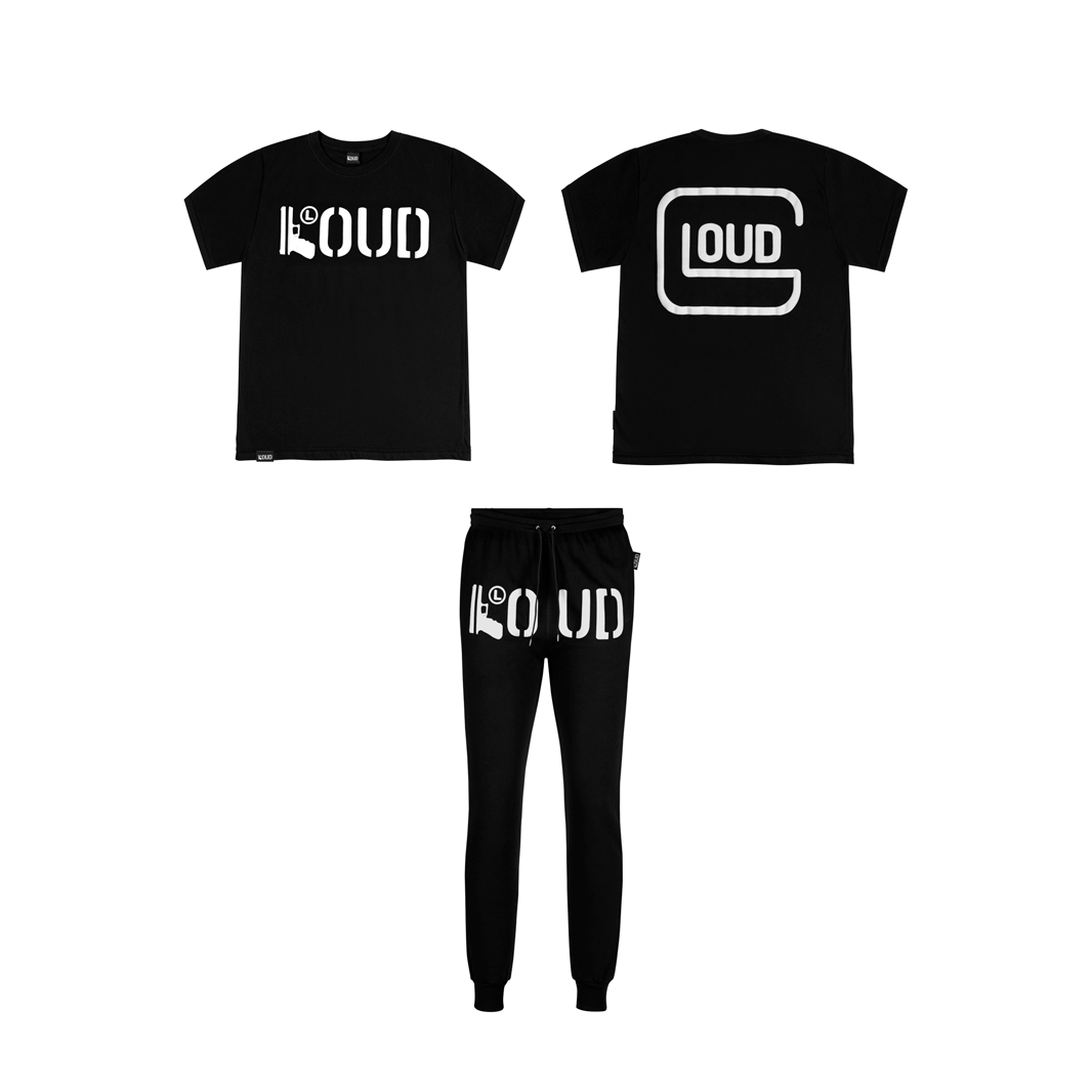 Conjunto LOUD Polera + Jogger Negro Blanco