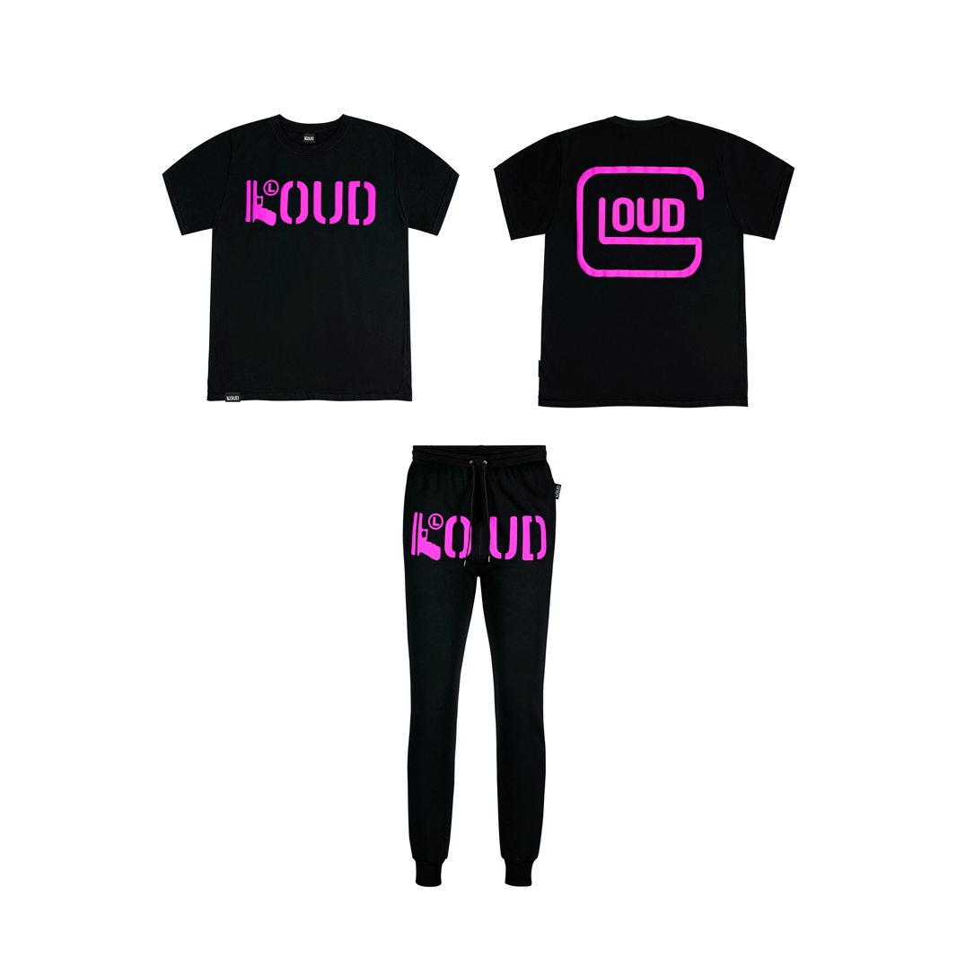 Conjunto LOUD Polera + Jogger Negro Rosa