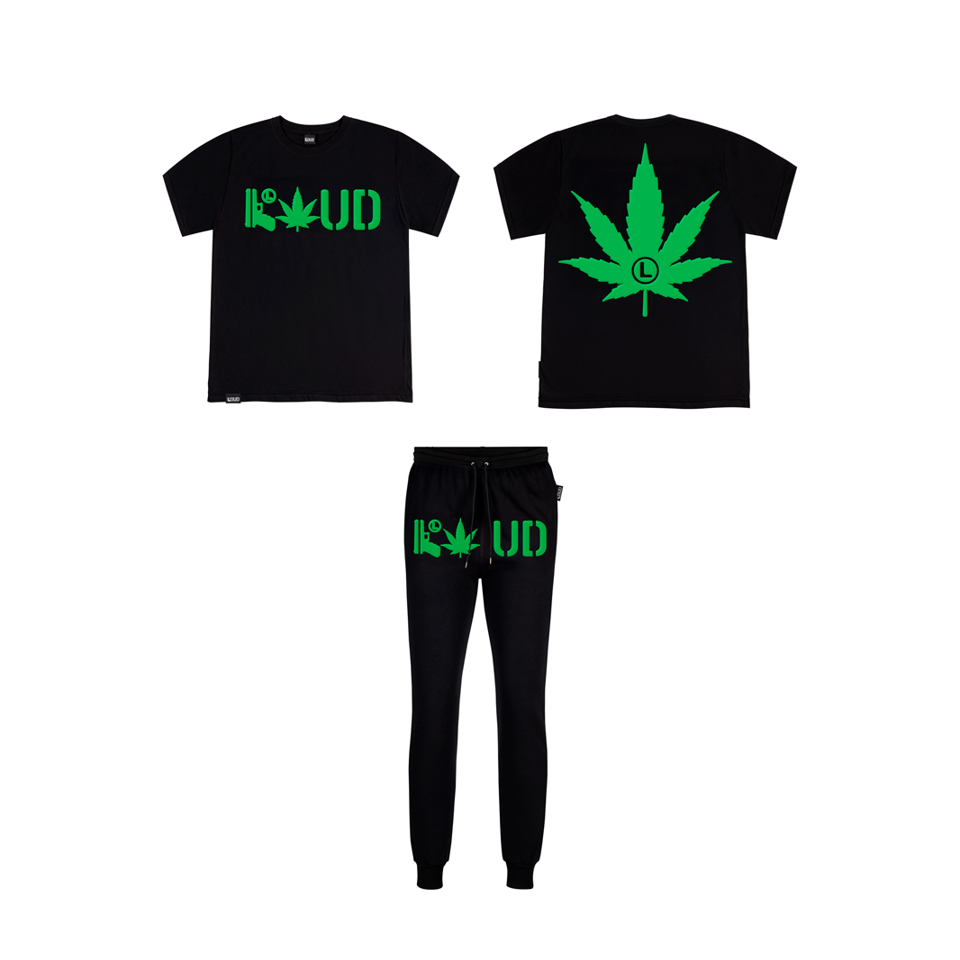 Conjunto LOUD Polera + Jogger Negro Verde 4:20