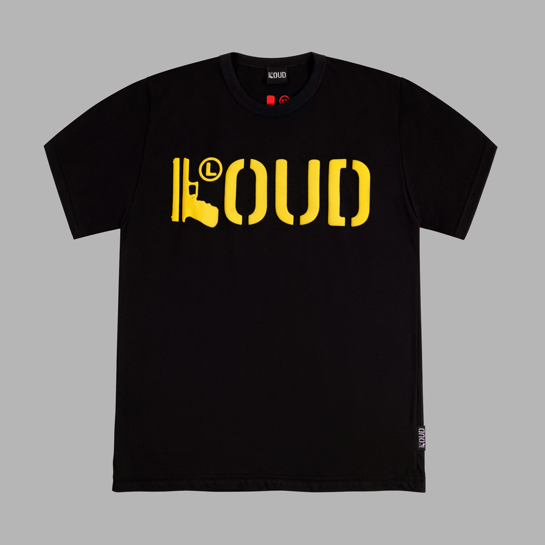 Polera Loud Glock color negro amarillo