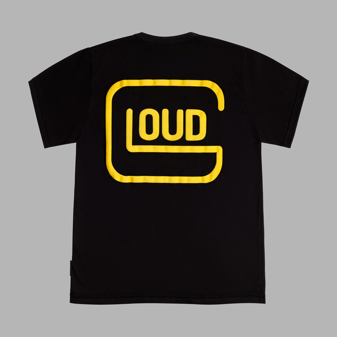 Polera Loud Glock color negro amarillo