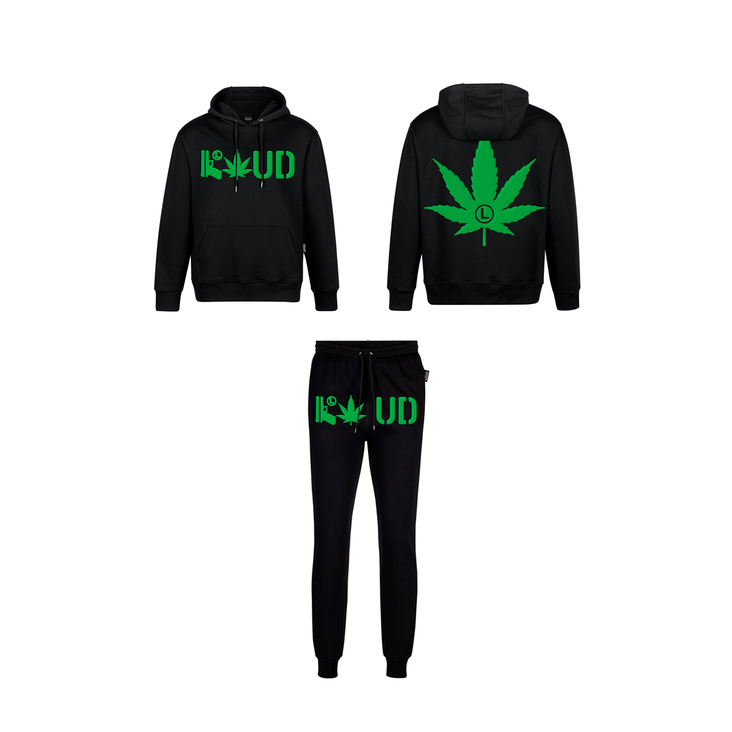 Conjunto LOUD Poleron + Jogger Negro Verde 4:20