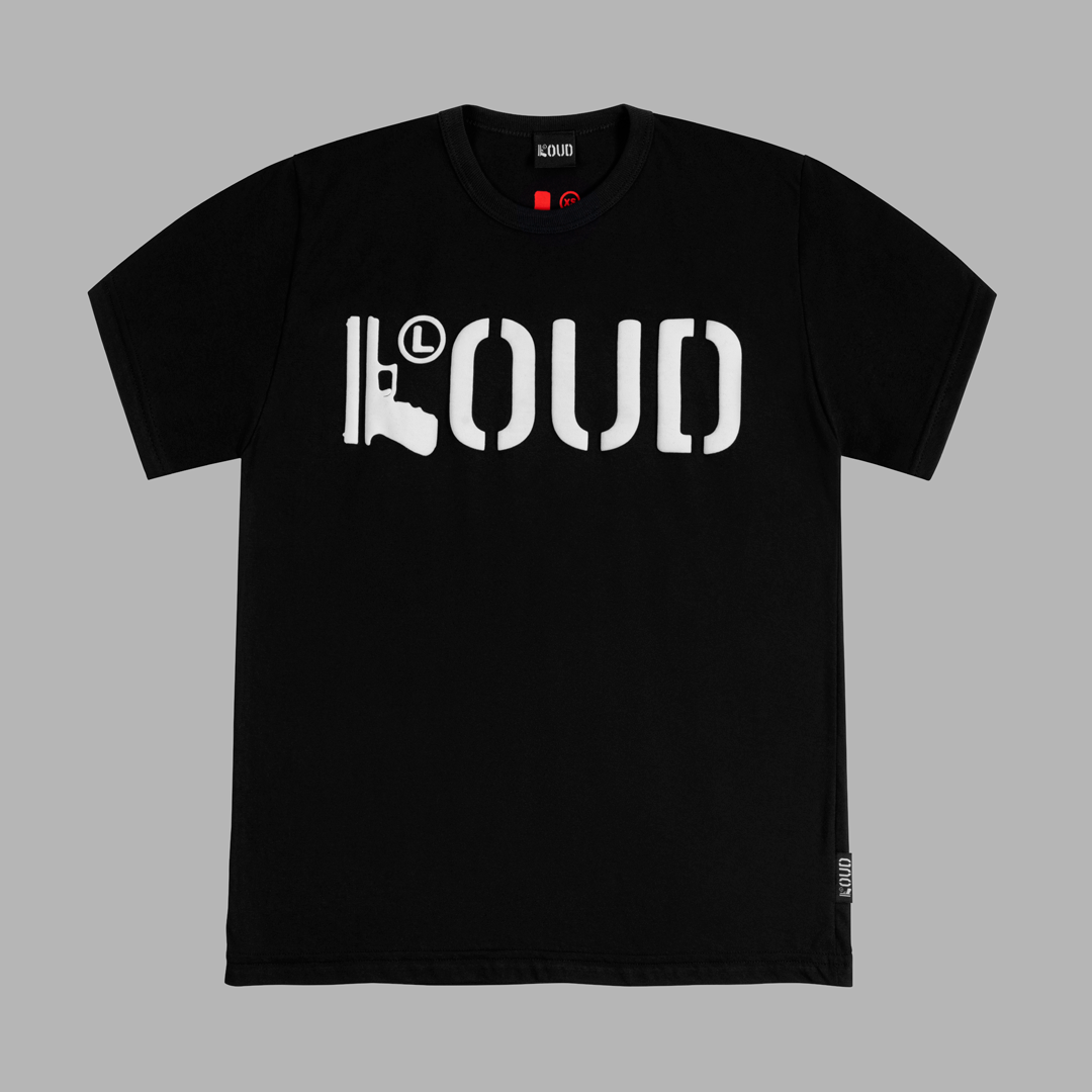 Polera Loud Glock color negro blanco