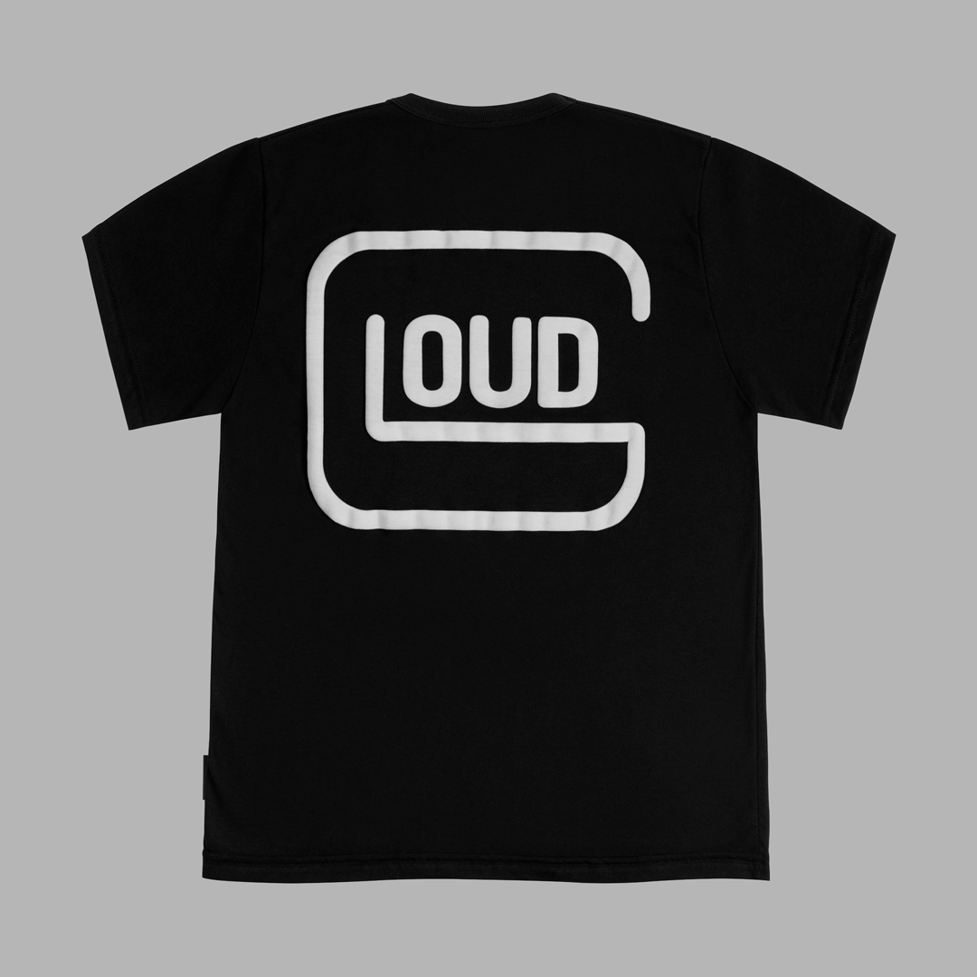 Polera Loud Glock color negro blanco