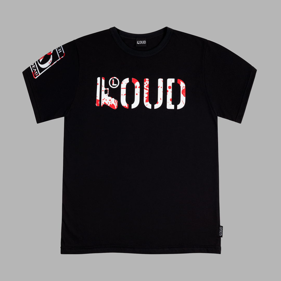 Polera Loud Glock color negro sangre