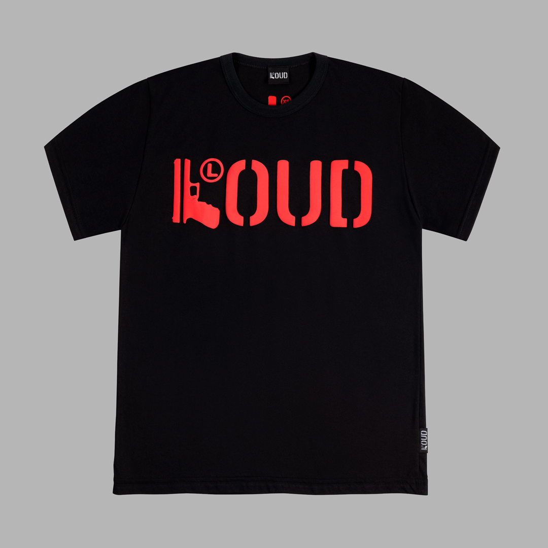 Polera Loud Glock color negro rojo