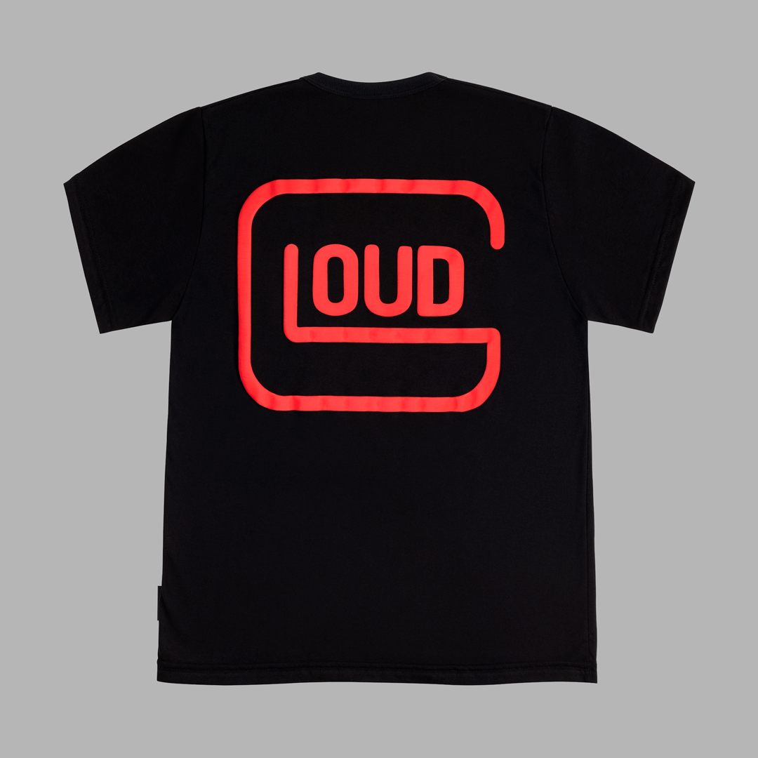 Polera Loud Glock color negro rojo